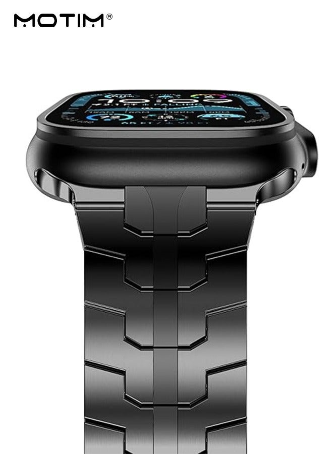 Motim Stainless Steel Apple Watch Replacement Band 49mm 45mm 44mm 42mm, Metal Strap with Folding Clasp for Apple Watch Series Ultra 8 7 6 5 4 3 2 1 for Men - Image 2