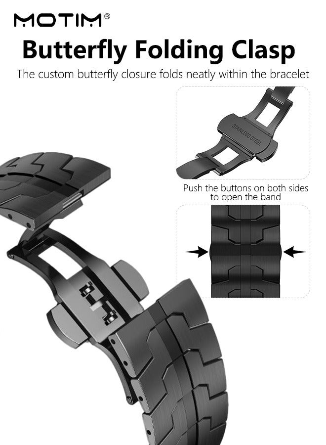 Motim Stainless Steel Apple Watch Replacement Band 49mm 45mm 44mm 42mm, Metal Strap with Folding Clasp for Apple Watch Series Ultra 8 7 6 5 4 3 2 1 for Men - Image 3