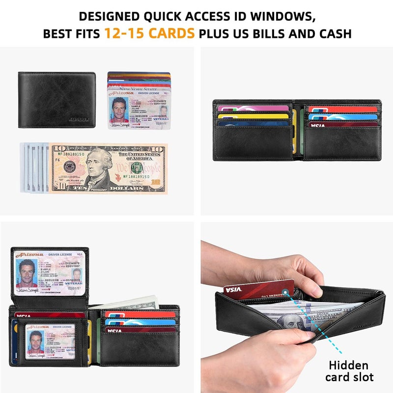 RUNBOX محفظة RUNBOX الرفيعة للرجال من الجلد بفتحتين للبطاقة مع تقنية حجب RFID في علبة هدايا - Image 2