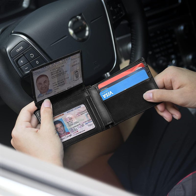 RUNBOX محفظة RUNBOX الرفيعة للرجال من الجلد بفتحتين للبطاقة مع تقنية حجب RFID في علبة هدايا - Image 5