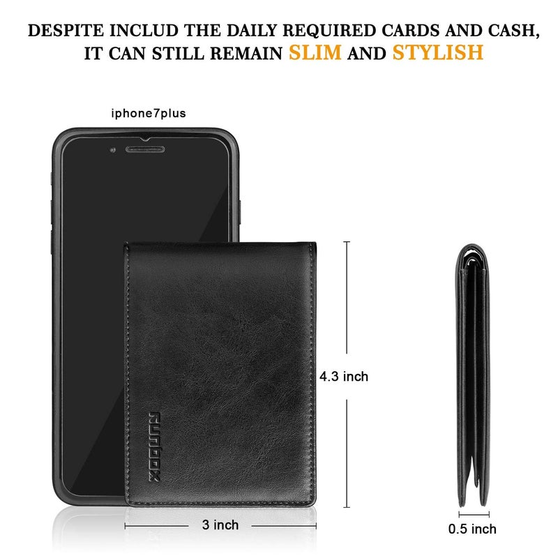 RUNBOX محفظة RUNBOX الرفيعة للرجال من الجلد بفتحتين للبطاقة مع تقنية حجب RFID في علبة هدايا - Image 3