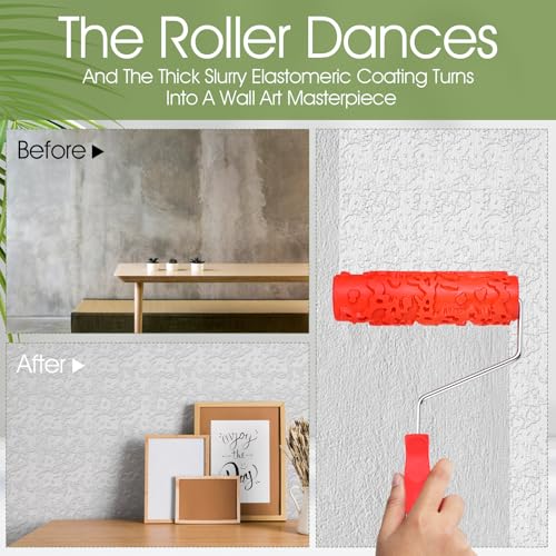 MBAIYO 2 Pcs 7'' Textured Paint Roller, Rubber Pattern Paint Texture Roller Drywall Texture Rollers for Ceiling Mud Clay Furniture Wall Decoration(EG323T) - Image 2