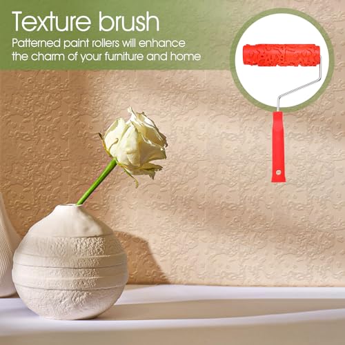 MBAIYO 2 Pcs 7'' Textured Paint Roller, Rubber Pattern Paint Texture Roller Drywall Texture Rollers for Ceiling Mud Clay Furniture Wall Decoration(EG323T) - Image 5