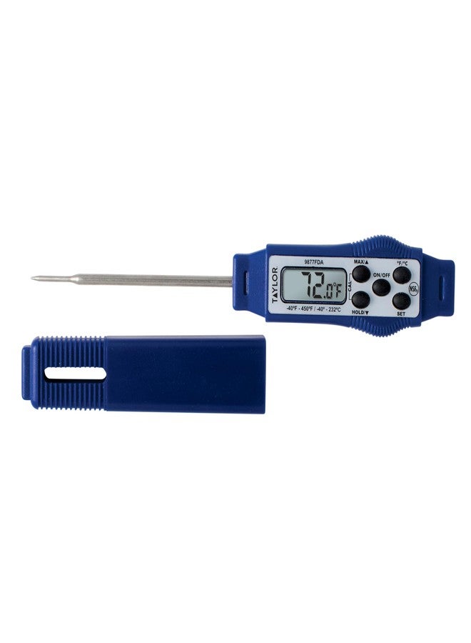 Taylor 9877FDA Compact Waterproof Digital Food Thermometer, 2.81 Inch Stem Length with FDA-Recommended 1.5mm Probe, NSF Certified, Blue - Image 1