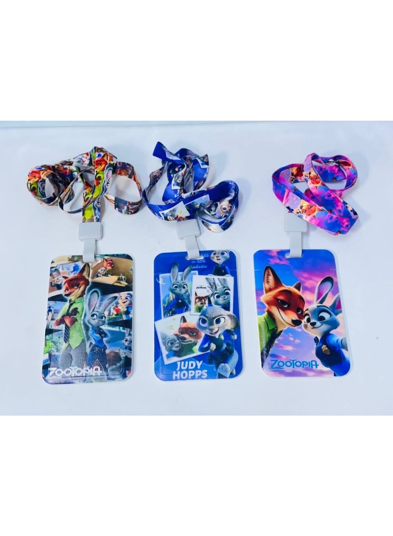 Zootopia ID Name Card Stand with Rope, Plastic Material, Name Card Size: 7*11 cm, 5 Pieces - Image 1