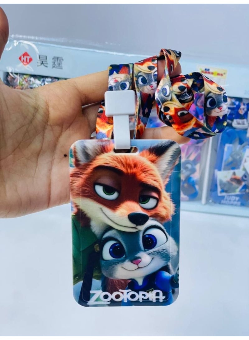 Zootopia ID Name Card Stand with Rope, Plastic Material, Name Card Size: 7*11 cm, 5 Pieces - Image 2