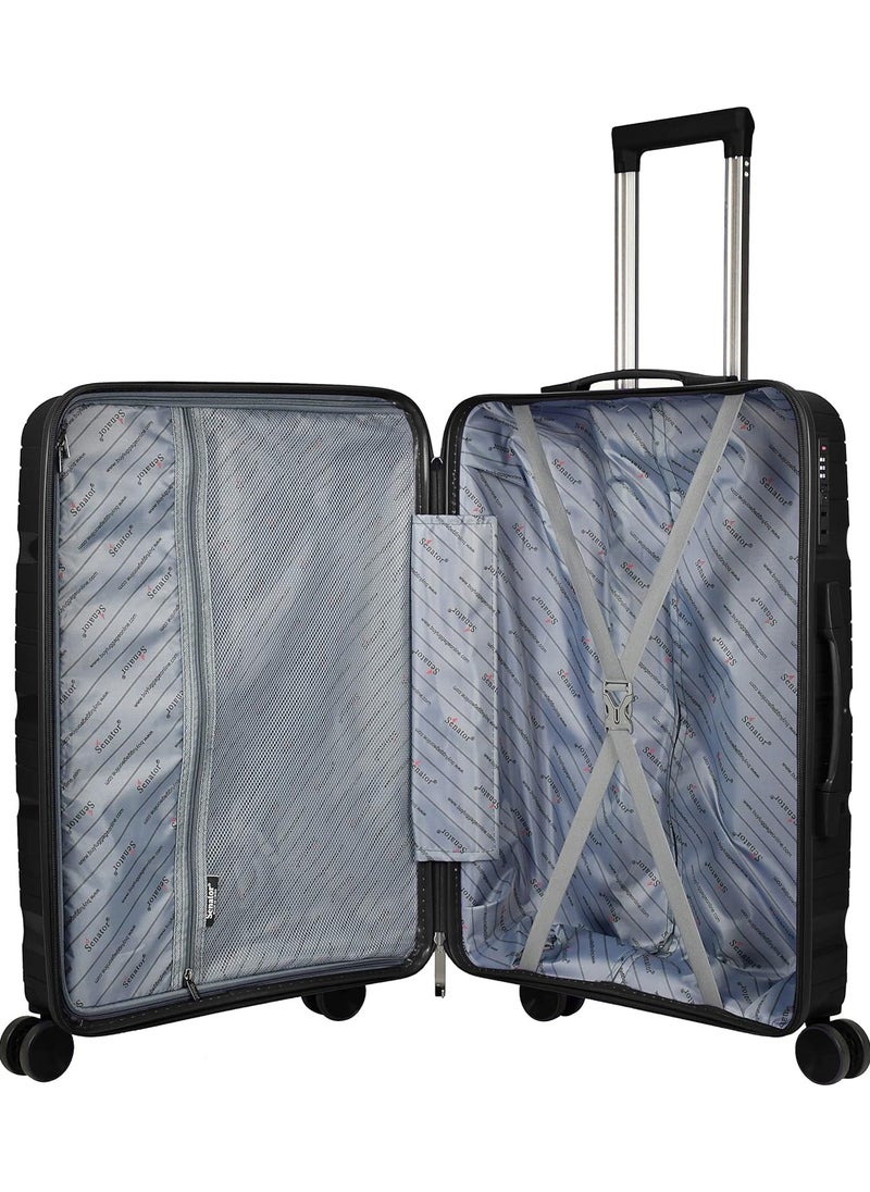 WDA - WDA Hardshell Luggage Set, 3-Piece Spinner Suitcases, 20/24/28 inch, Black - Image 1