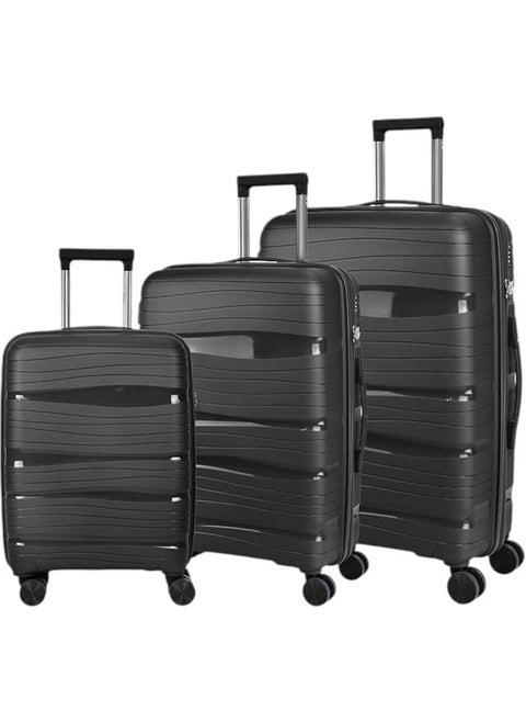 WDA Hardshell Luggage Set, 3-Piece Spinner Suitcases, 20/24/28 inch, Black