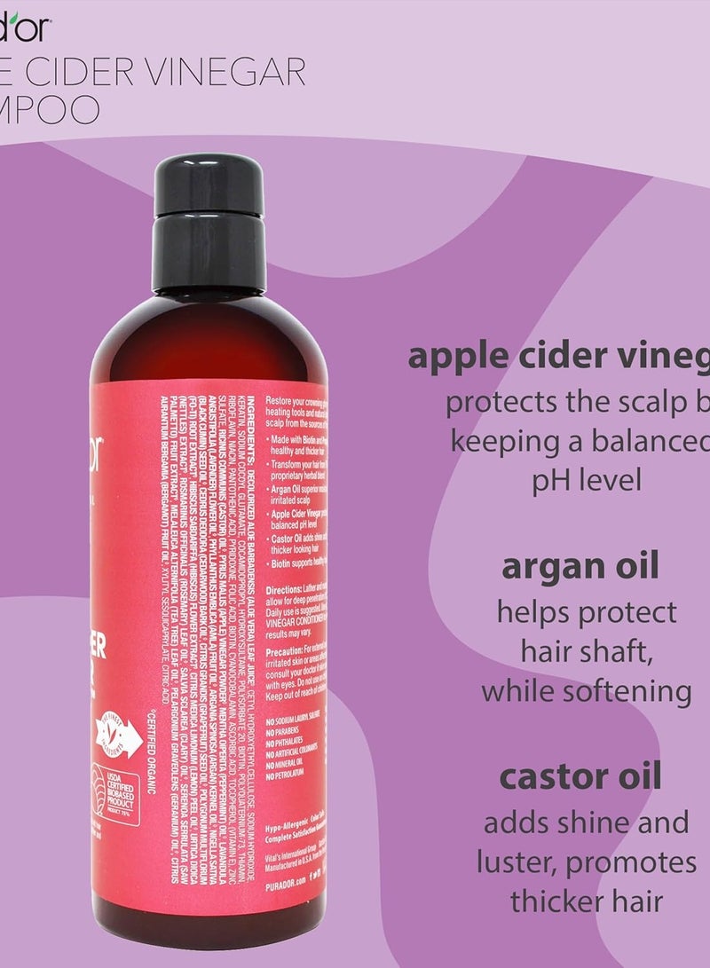 بيورا دور شامبو خل التفاح Thin2Thick لجميع أنواع الشعر، للرجال والنساء، 16 أونصة - Image 2