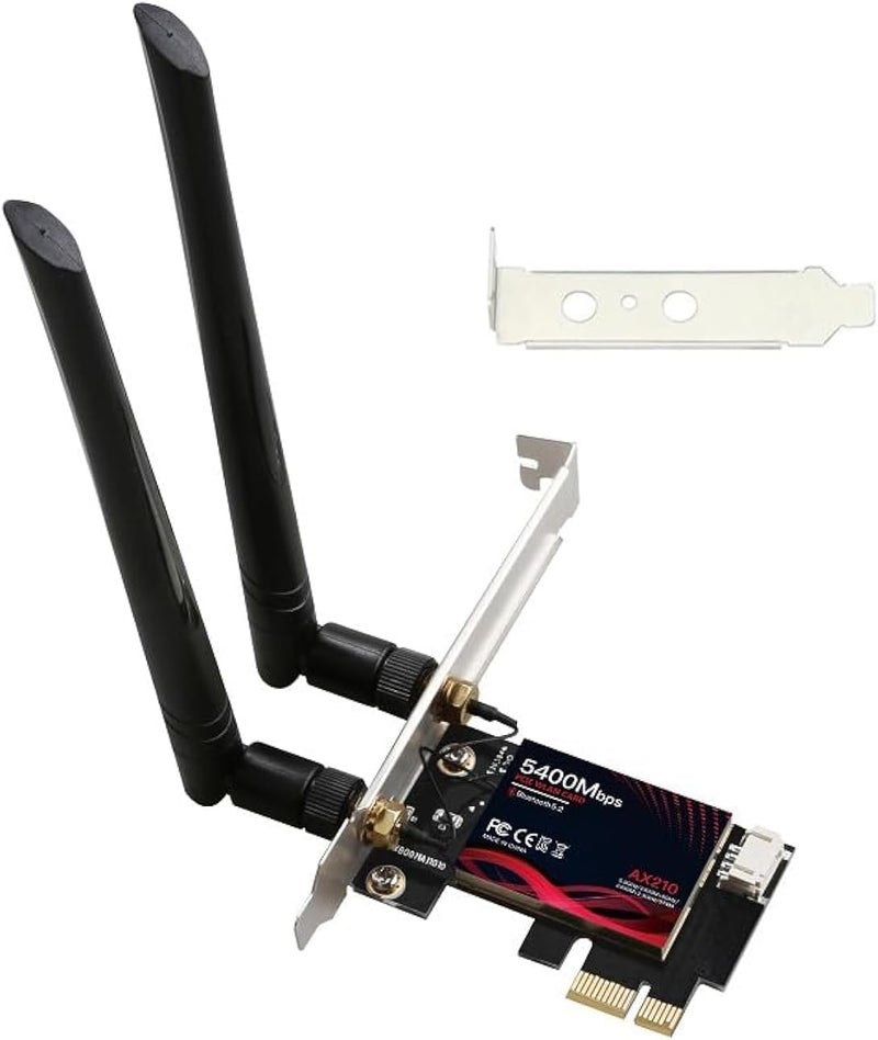 Tenext 5400Mbps PCI Express x1 PCIe WiFi 6E 802.11ax Bluetooth BT5.3 Wireless Network Adapter Card with Low Profile Bracket (No Software) - Image 1