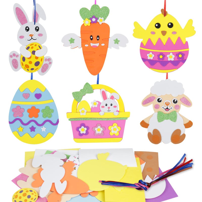 Fennoral Easter Craft Kit for Kids Make Your Own Easter Foam Stickers Ornaments DIY Arts Crafts Party Supplies - Image 3