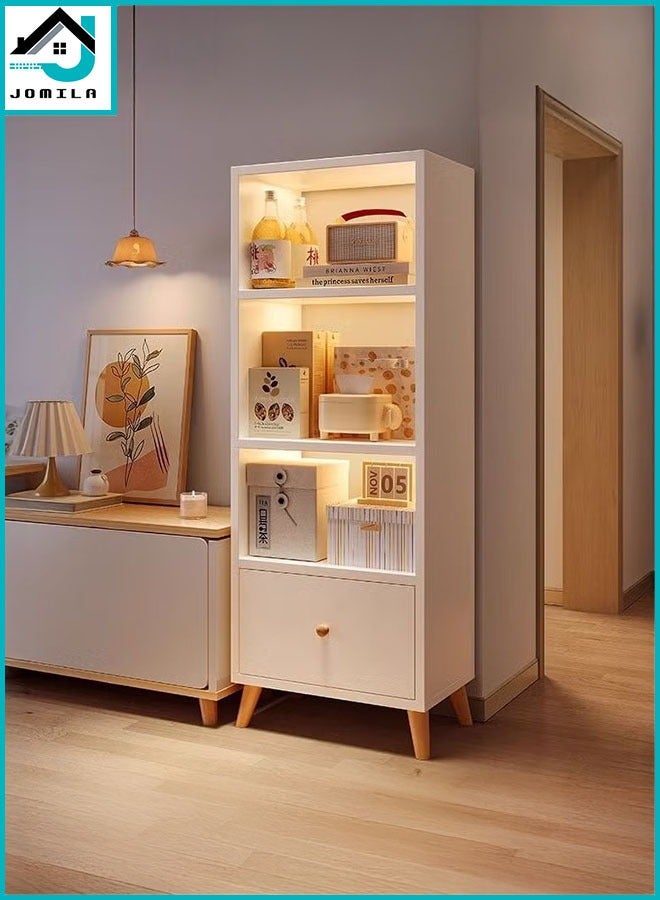 JOMILA Bookcase Modern Display Cabinet with Drawers and Enclosed Wooden Storage Cabinets Free standing Bookshelf Storage Cabinet for Home Office No Doors - Image 1