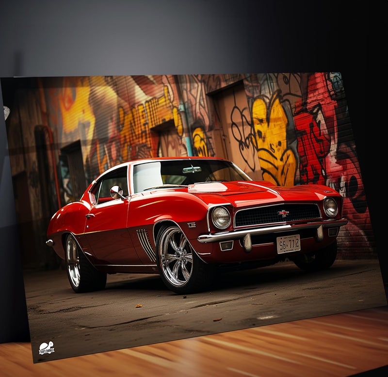 TURTLEWINGS Challenger Car Portrait HD Metal Print Poster Frames 12 8 inches - Image 2