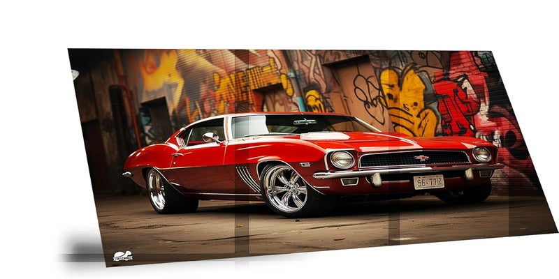 TURTLEWINGS Challenger Car Portrait HD Metal Print Poster Frames 12 8 inches - Image 1
