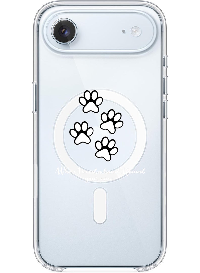 Theodor Magnetic Case for Apple iPhone 17 Air Compatible with MagSafe Wireless Charging, Shockproof Phone Bumper Cover - paw print - White - Image 1