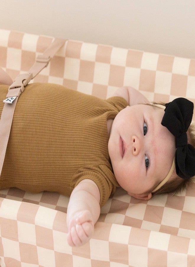 Tiny Twinkle Diaper Changing Pad for Dresser & Nursery Table - Waterproof, Wipeable & Mess-Proof Baby Changing Pad with Safety Strap, Non-Slip Base & Removable Washable Cover(Beige Checkers) - Image 3