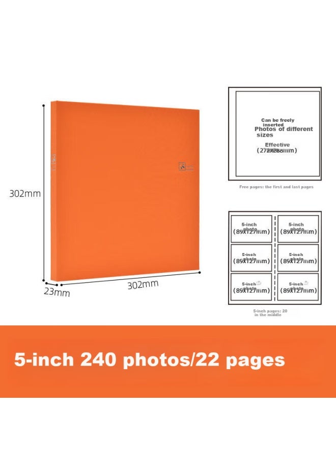 Ncl Zhonglin, 5-inch 240-page Cloth Photo Al With Insert Pages, Storage Al, Family Photo Collection, Large Capacity Photo Book For Children, Orange Tcpk-6l - Image 1