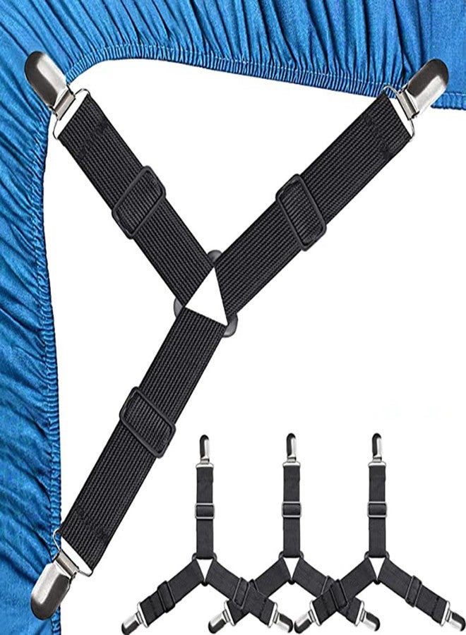 Olpad Bed Sheet Straps Set, Elastic Fasteners with Metal Clips, Sheet Holders for Corners, Fitted Sheet Clips to Hold Sheets in Place, Bed Sheet Clips with Adjustable Bed Bands - Image 2