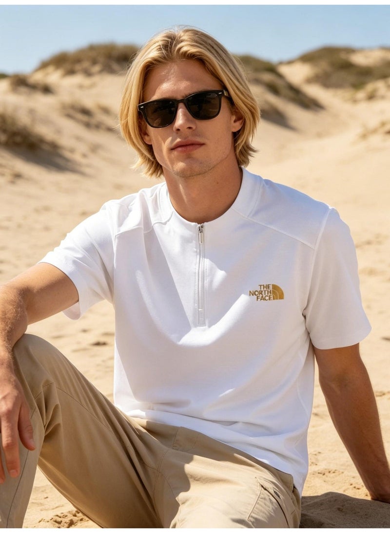 The North Face men and women with the same half zipper quick-drying T-shirt outdoor casual breathable sports short-sleeved shirt - Image 1