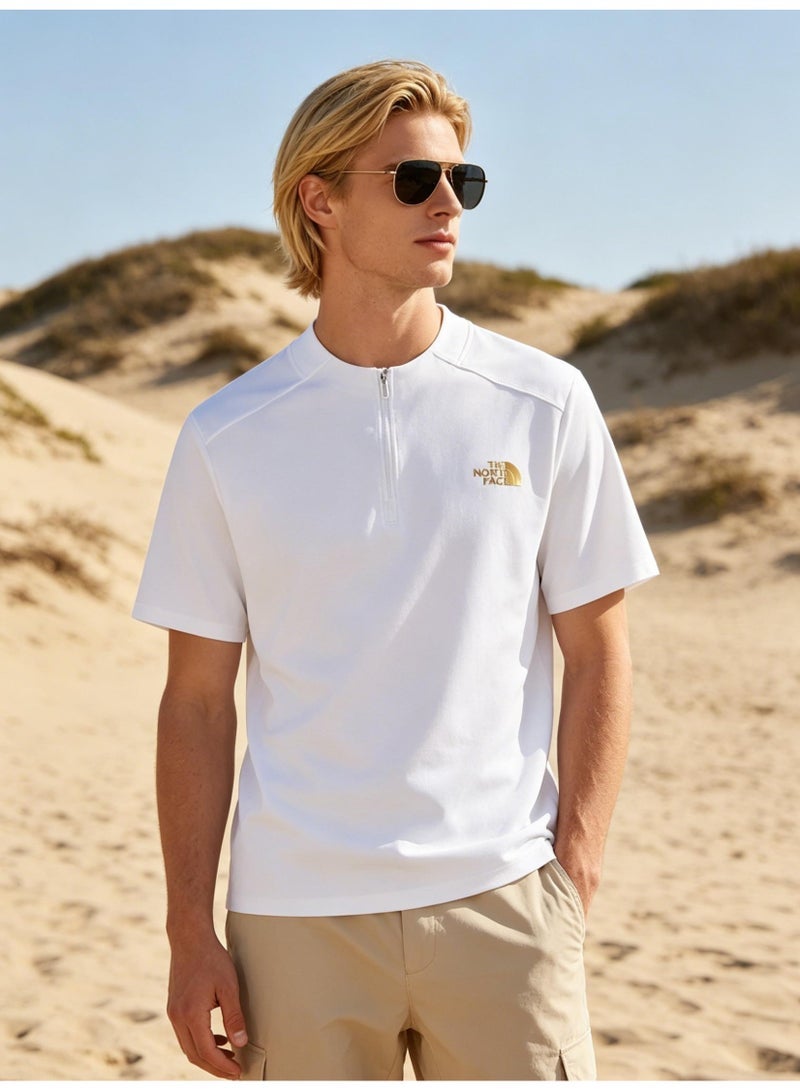 The North Face men and women with the same half zipper quick-drying T-shirt outdoor casual breathable sports short-sleeved shirt - Image 3