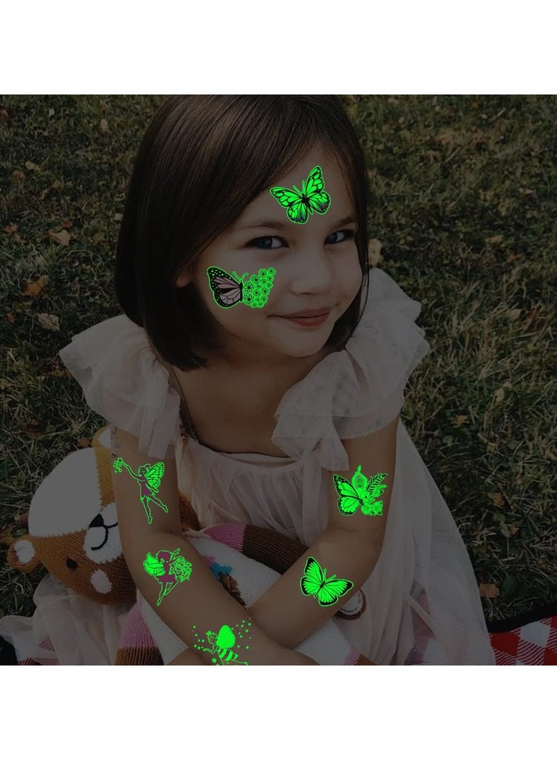 قوس قزح أورينبو وشم الفراشة المضيئة - 14 ورقة وشم مؤقت على شكل فراشة تتوهج في الظلام للأطفال والفتيات وحفلات أعياد الميلاد وحشوات أكياس الهدايا - Image 4