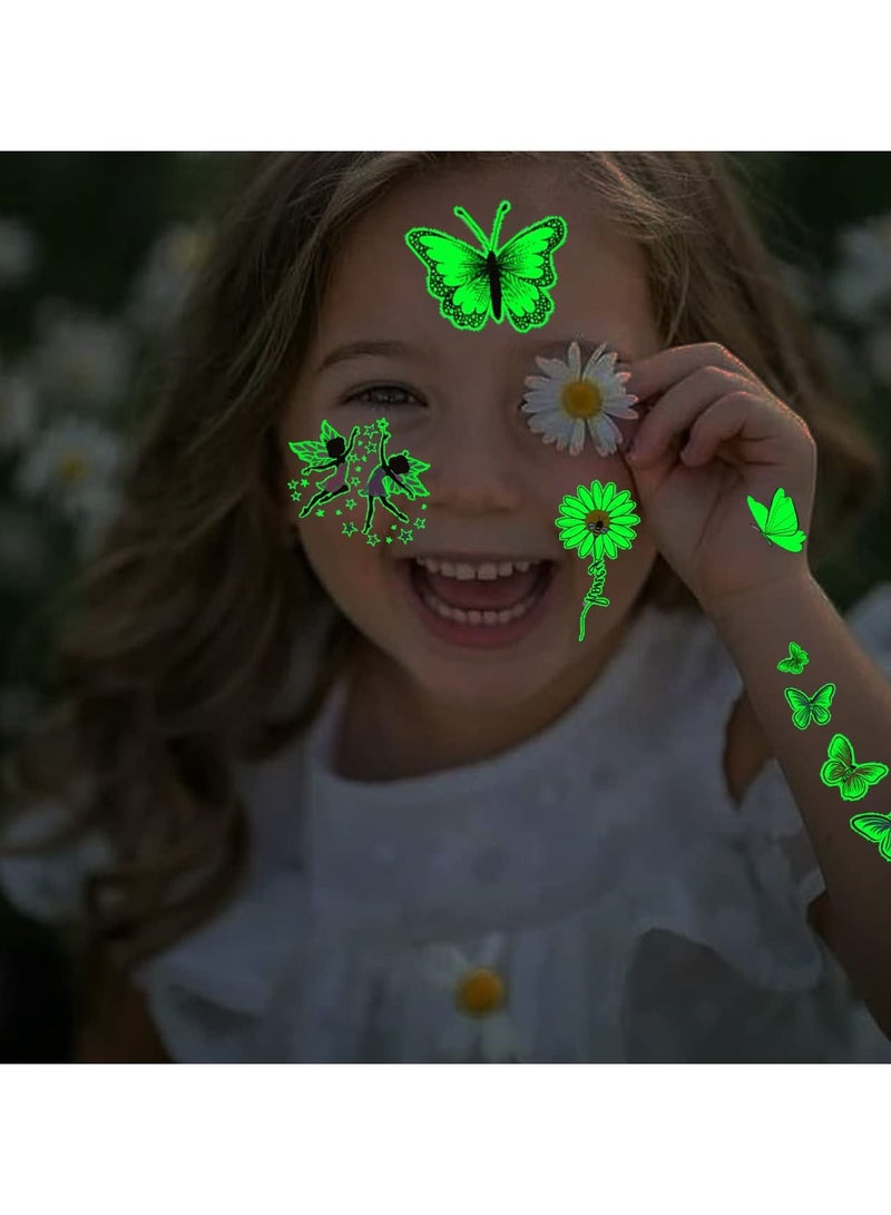 قوس قزح أورينبو وشم الفراشة المضيئة - 14 ورقة وشم مؤقت على شكل فراشة تتوهج في الظلام للأطفال والفتيات وحفلات أعياد الميلاد وحشوات أكياس الهدايا - Image 5