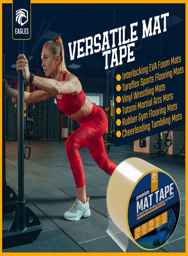 EAGLES Clear Mat Tape for Wrestling Grappling Gymnastics Jiu Jitsu MMA Floor | Exercise Roll Out Mats Foam Tiles | Home Mats & Gym Floor Tape (1, 4 Inch) - Image 3