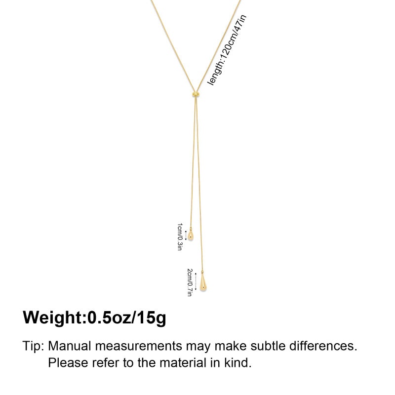 YUJIE Long Gold Y Necklace for Women - Adjustable Lariat Pendant Snake Chain, 14K Gold Plated Dainty Teardrop Necklace for Trendy & Formal Wear - Image 5
