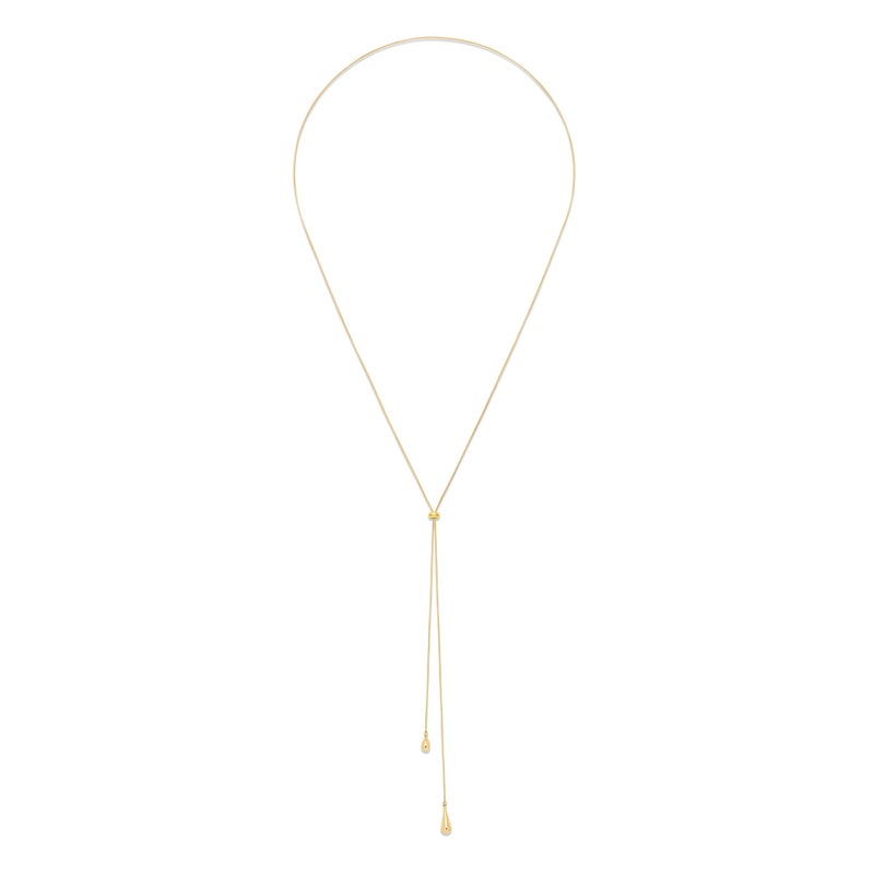YUJIE Long Gold Y Necklace for Women - Adjustable Lariat Pendant Snake Chain, 14K Gold Plated Dainty Teardrop Necklace for Trendy & Formal Wear - Image 1
