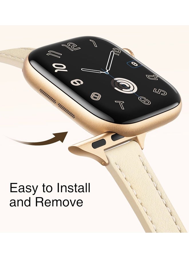 Slim Leather Band for Apple Watch 38/40/41/42mm, Thin Wristband for iWatch SE/9/8/7/6/5/4/3/2/1 - Image 3