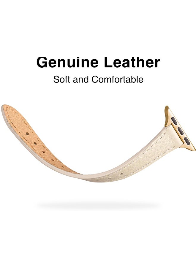 Slim Leather Band for Apple Watch 38/40/41/42mm, Thin Wristband for iWatch SE/9/8/7/6/5/4/3/2/1 - Image 2