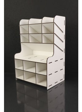 KutuTR 9+9 Shelf Desktop Pencil Holder Organizer (White) Home and Office Supplies  - Image 1