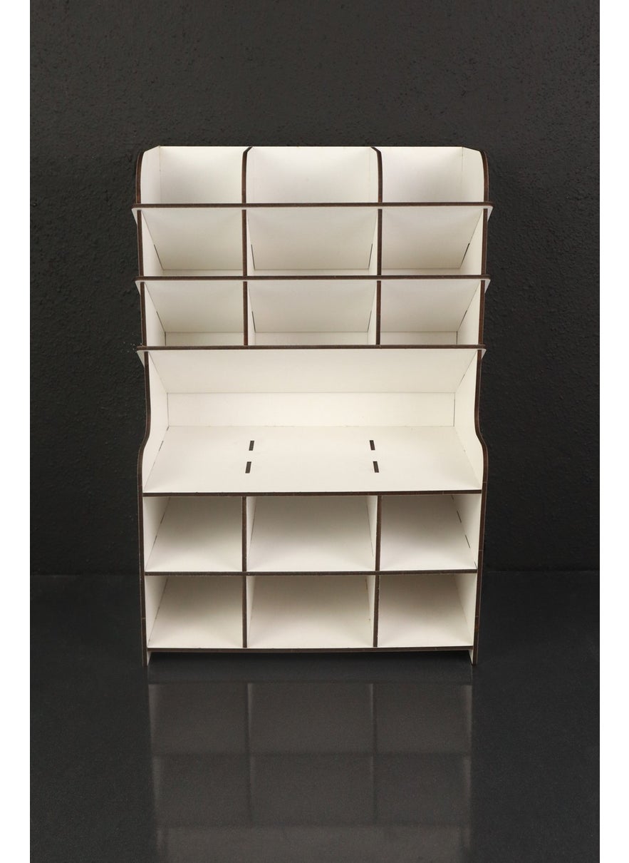 KutuTR 9+9 Shelf Desktop Pencil Holder Organizer (White) Home and Office Supplies  - Image 2
