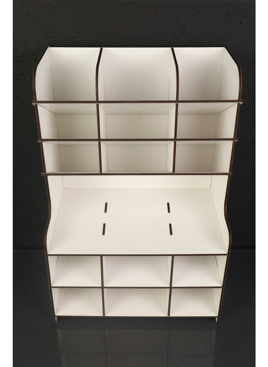 KutuTR 9+9 Shelf Desktop Pencil Holder Organizer (White) Home and Office Supplies  - Image 4