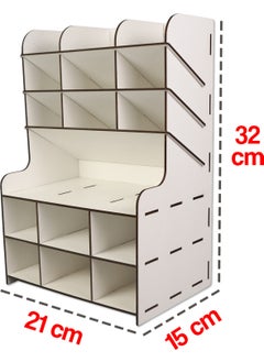 KutuTR 9+9 Shelf Desktop Pencil Holder Organizer (White) Home and Office Supplies  - Image 3