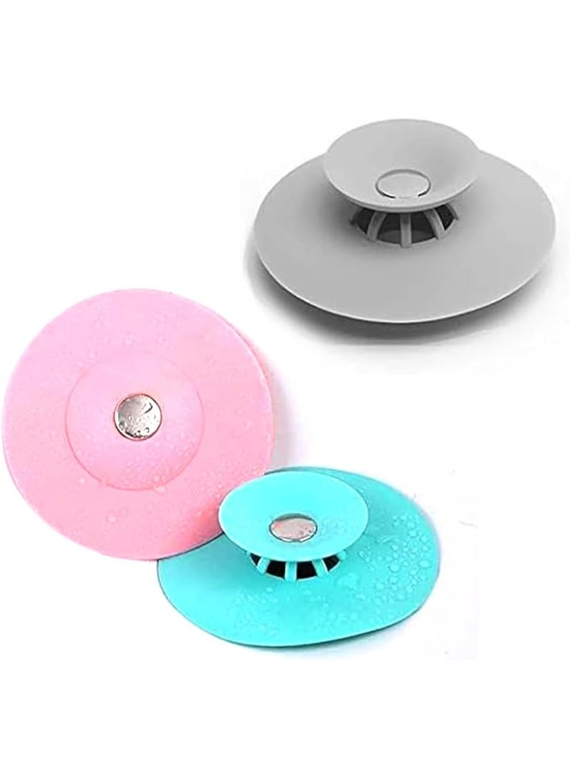 سدادة تصريف الدش وحوض الاستحمام 2 في 1 من السيليكون والمطاط | فيشة مانعة للانسداد ومصفاة للشعر (شبكة مانعة للانسداد) | متعددة الألوان لحوض البانيو أو أي حوض مطبخ أو حمام - Image 1