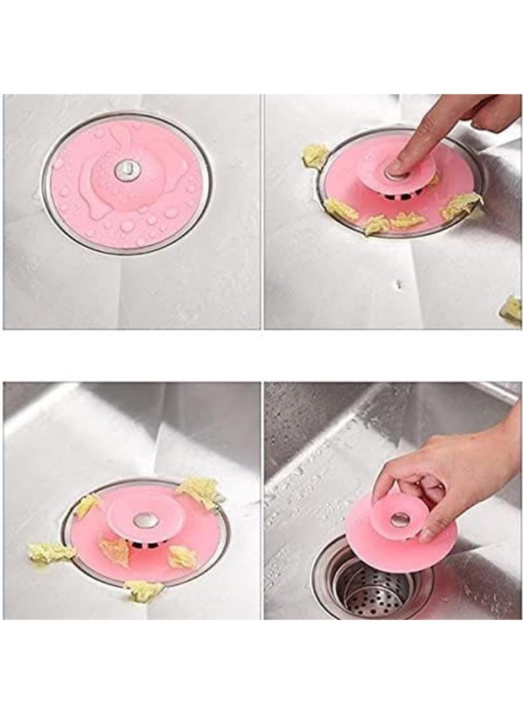 سدادة تصريف الدش وحوض الاستحمام 2 في 1 من السيليكون والمطاط | فيشة مانعة للانسداد ومصفاة للشعر (شبكة مانعة للانسداد) | متعددة الألوان لحوض البانيو أو أي حوض مطبخ أو حمام - Image 4