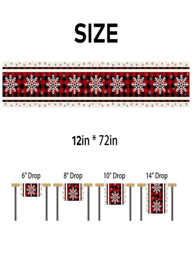 Boroner Christmas Table Runner 12x72 Inch, Red and Black Buffalo Plaid Table Runner with White Snowflakes, Holiday Table Decoration for Dining Room, Kitchen, Fireplace Mantel, and Winter Home Décor - Image 4