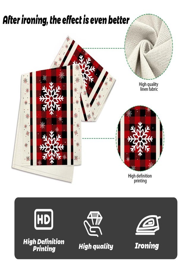 Boroner Christmas Table Runner 12x72 Inch, Red and Black Buffalo Plaid Table Runner with White Snowflakes, Holiday Table Decoration for Dining Room, Kitchen, Fireplace Mantel, and Winter Home Décor - Image 5