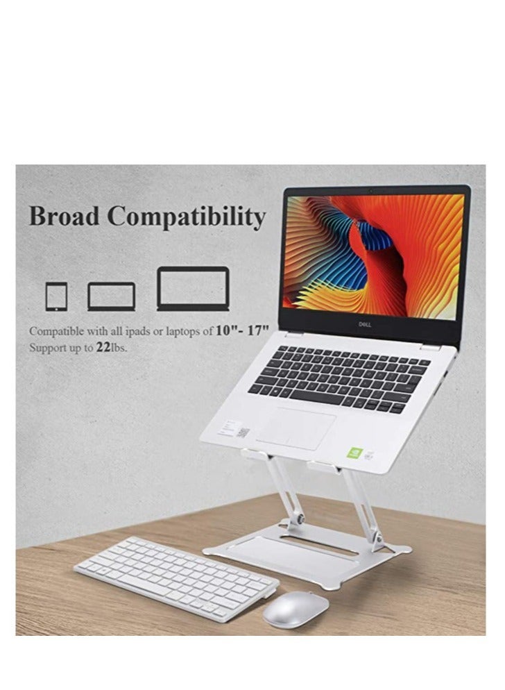 إلترازون Laptop Stand, Foldable Laptop Holder with Heat-Vent Portable Aluminum Computer Stand for Desk, Adjustable Laptop Riser  Stand/ Silver - Image 3