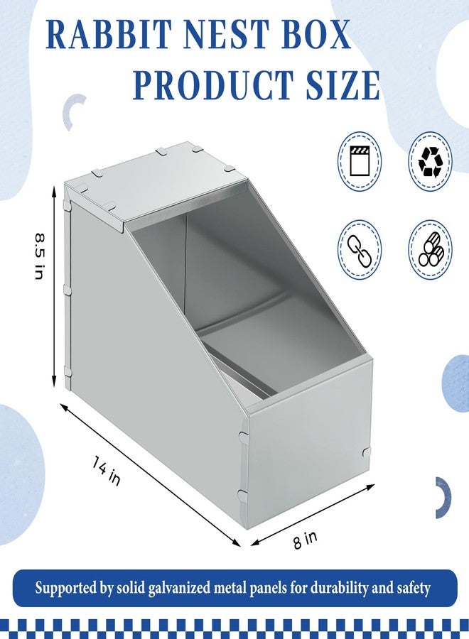 Maxcheck 2 Pcs Galvanized Metal Rabbit Nesting Box Bunny Small Animal Nest with Removable Acrylic Floor Durable Easy to Clean for Indoor Outdoor Use Rabbit Supplies(14.5 * 8.5 * 8 Inch) - Image 2