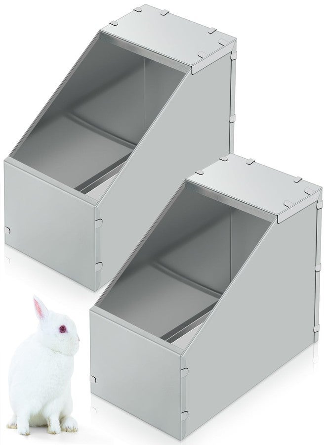 Maxcheck 2 Pcs Galvanized Metal Rabbit Nesting Box Bunny Small Animal Nest with Removable Acrylic Floor Durable Easy to Clean for Indoor Outdoor Use Rabbit Supplies(14.5 * 8.5 * 8 Inch) - Image 1