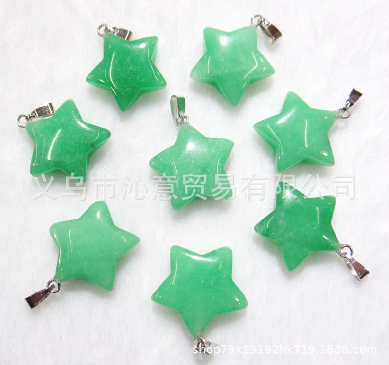 Generic Natural Stone Crystal Agate Pendant Necklace Star Taiwan Jade 