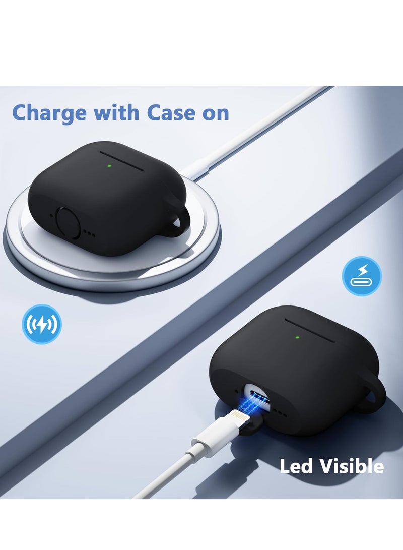 SZOXST Compatible with AirPods 5 & AirPods 4 Case Cover, Soft Silicone Shockproof Covers for Airpods 5th/4th Generation Cases with Keychain and Cleaning Kit Front LED Visible for Women and Men Black - Image 5