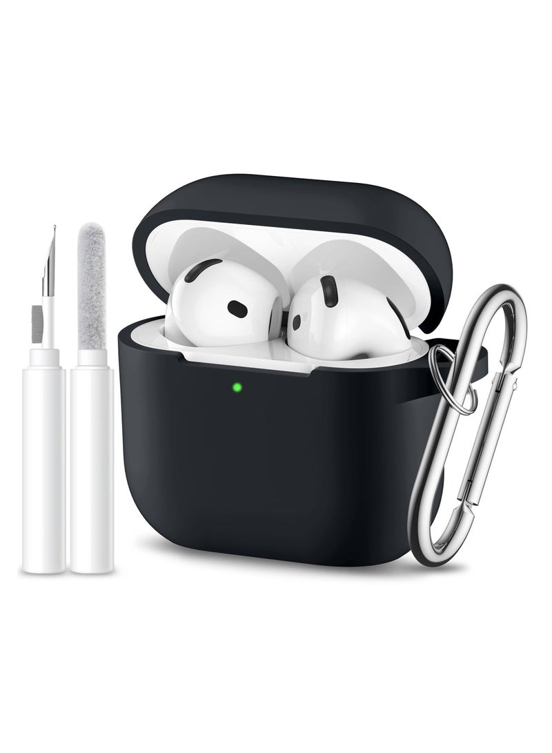 SZOXST Compatible with AirPods 5 & AirPods 4 Case Cover, Soft Silicone Shockproof Covers for Airpods 5th/4th Generation Cases with Keychain and Cleaning Kit Front LED Visible for Women and Men Black - Image 1