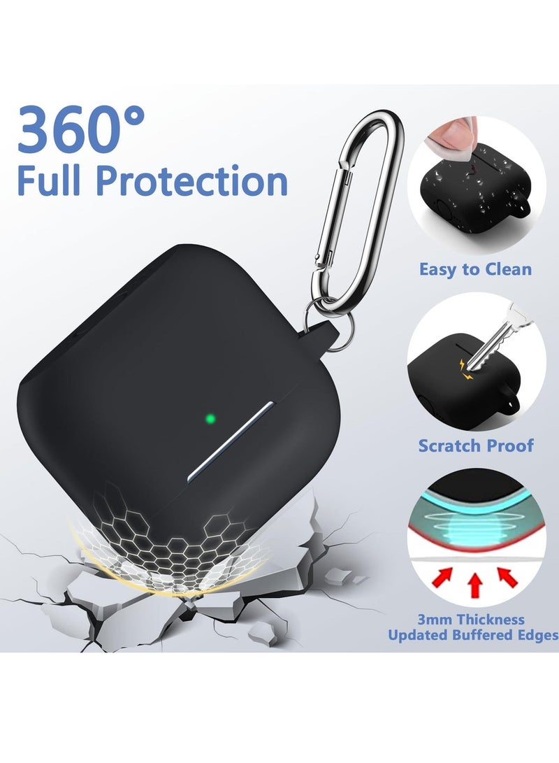 SZOXST Compatible with AirPods 5 & AirPods 4 Case Cover, Soft Silicone Shockproof Covers for Airpods 5th/4th Generation Cases with Keychain and Cleaning Kit Front LED Visible for Women and Men Black - Image 2