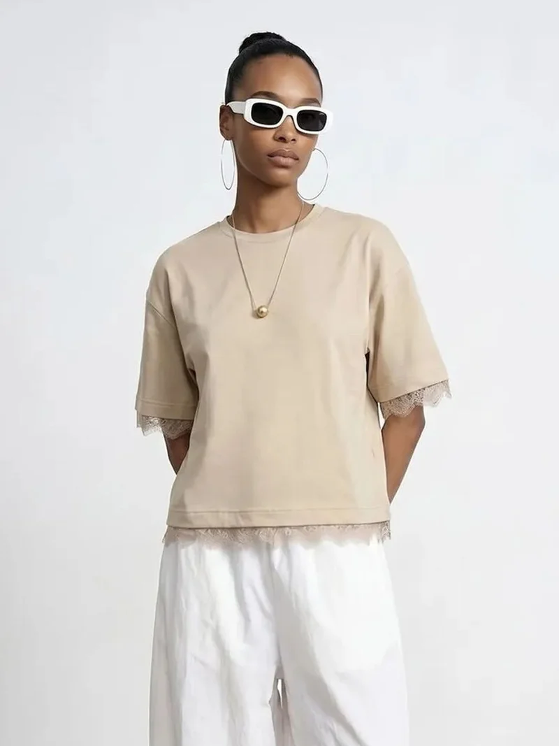 Dilvin DILVIN Women's Cotton Elastane Crew Neck T-Shirt