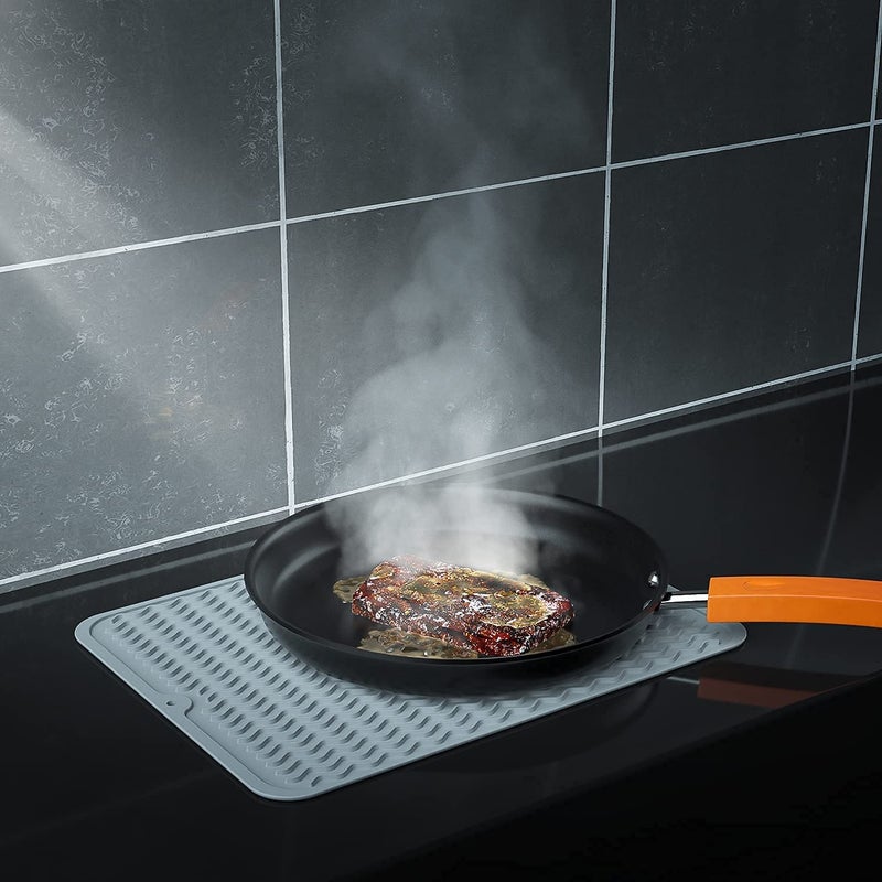 Topinon Silicone Dish Drying Mat for Kitchen Counter, Extra Large Counter Mat, Heat Resistant Slip-Proof Tray Folding Draining Mat - Image 3