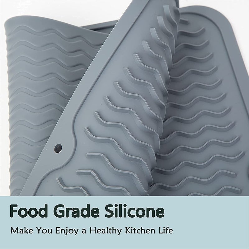 Topinon Silicone Dish Drying Mat for Kitchen Counter, Extra Large Counter Mat, Heat Resistant Slip-Proof Tray Folding Draining Mat - Image 4