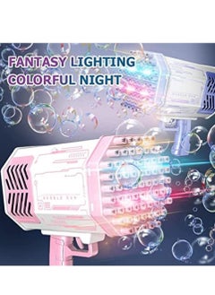 Generic Bubble Shooter Gun, Upgraded 69 Holes Bubble Bazooka Machine with Colorful Lights and Bubble Solution for Kids and Girls, Indoor Decoration, Wedding Events (Pink)  - Image 4